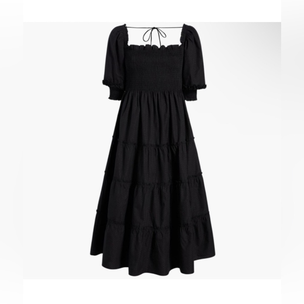 Hill House Home Black Swiss Dot Nesli Dress Size M